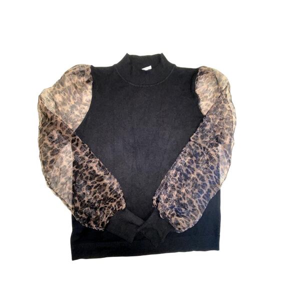 Sioni Mock Neck Puff Sleeve Sweater Size Large - Picture 3 of 7